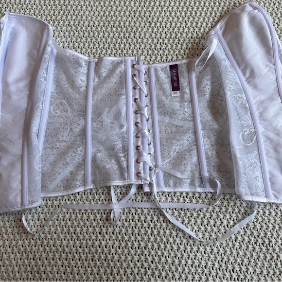 Adore Me Ashoka White Lace Corset NEW Women’s Size 0X (Sz 12-14) Bridal Gift - Picture 8 of 11